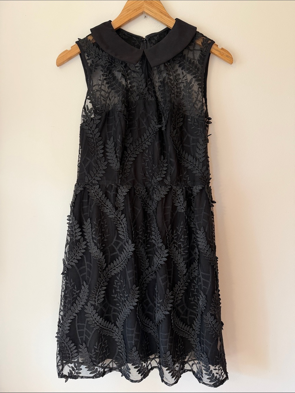 Nanette Lepore Black Lace A-Line Dress with Peter Pan Collar